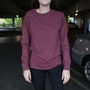 Fruit Of The Loom Dark Red Long Sleeve